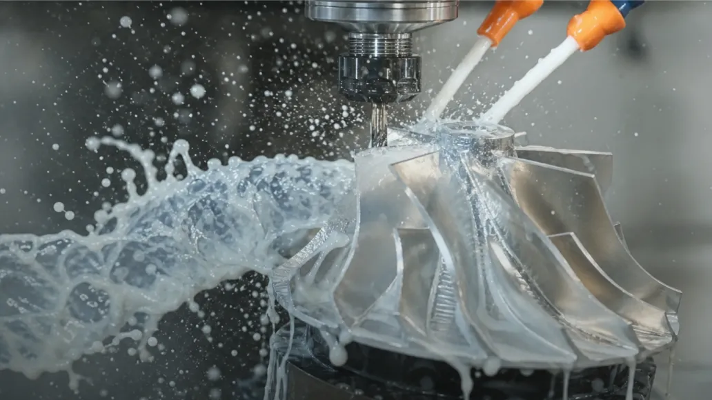 CNC machining of brand new turbocharger compressor wheel